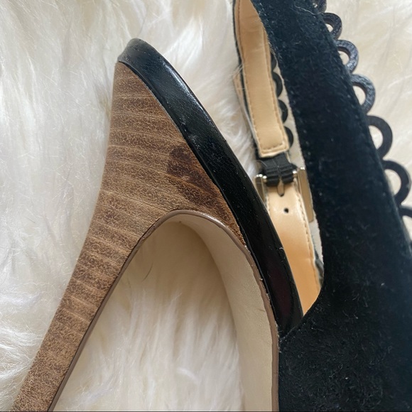 Guess Pumps GW Boardy Stacked Wooden Heel Peep Toe Sandal - Picture 4 of 11